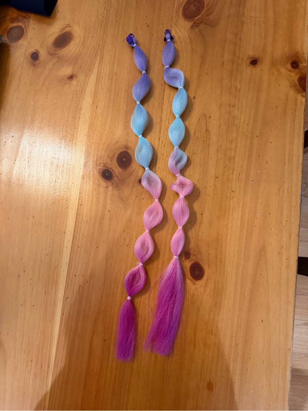 Pastel Ombre Braided Hair Extensions - Pink, Purple, Blue